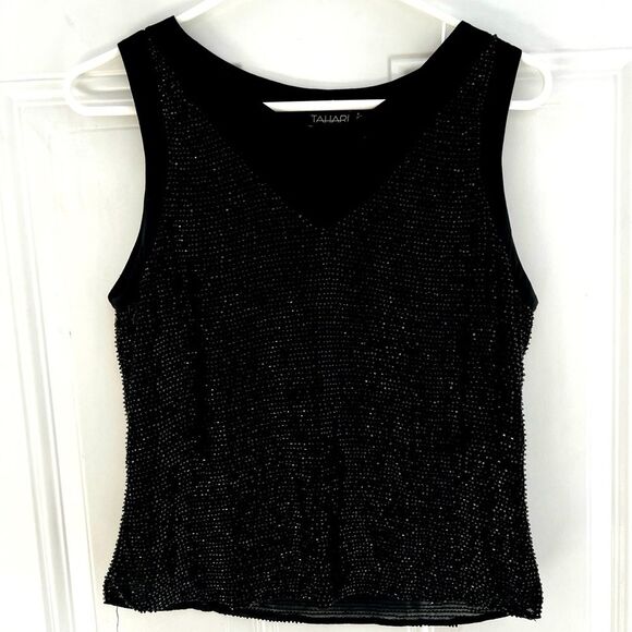 Tahari Tops - TAHARI sequin-embellished sleeveless top silk size 10 C